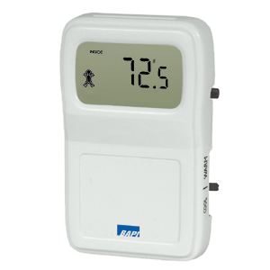 Sensor ambiental BAPI-Stat 4 con pantalla, valor nominal y anulación