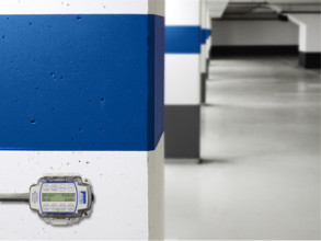 Carbon Monoxide Sensor mounted in a parking garage.