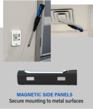 magnetic side panels for secure mounting to metal surfaces